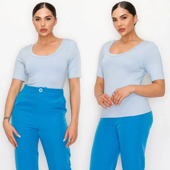 Baby light blue butter soft short sleeve top - Picture 4 of 7